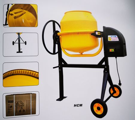 เครื่องผสมคอนกรีตมินิไฟฟ้าสองล้อ 250L พร้อมเฟืองแหวนเหล็กหล่อ