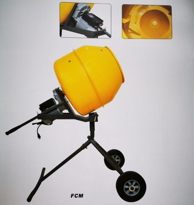 เครื่องผสมคอนกรีตขนาดเล็ก 160L เครื่องผสมปูนซีเมนต์สีเหลือง